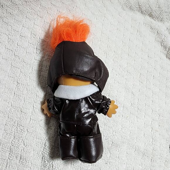 Copied - RUSS Troll Doll--Full Black Pilot Suit with ORANGE Hair--5in - Picture 2 of 3